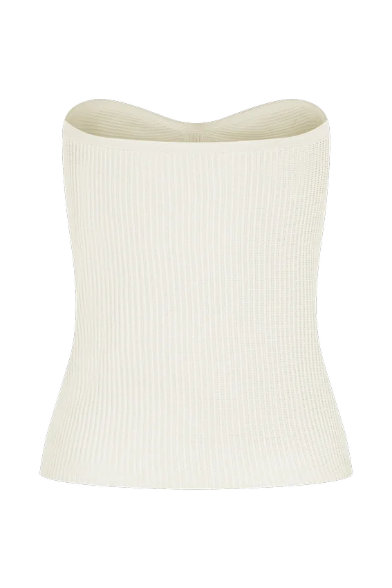 Elodie Strapless Cupped Knit Top – Ivory Elodie Strapless Cupped Knit Top – Ivory