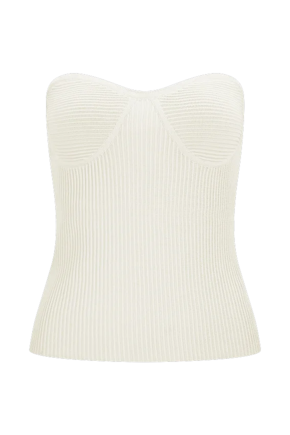 Elodie Strapless Cupped Knit Top – Ivory Elodie Strapless Cupped Knit Top – Ivory