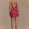 Eloise Hand Beaded Mini Dress – Pink Swirl Print