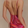 Eloise Hand Beaded Mini Dress – Pink Swirl Print