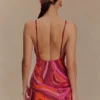 Eloise Hand Beaded Mini Dress – Pink Swirl Print