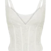 Elsie Pearl Beaded Bustier Top – White