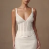 Elsie Pearl Beaded Bustier Top – White