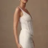 Elsie Pearl Beaded Bustier Top – White