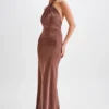 Elyna Slinky Halter Maxi Dress – Chocolate