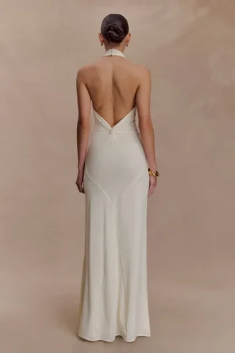 Elyna Slinky Halter Maxi Dress – Ivory