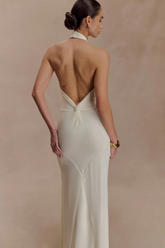 Elyna Slinky Halter Maxi Dress – Ivory Elyna Slinky Halter Maxi Dress – Ivory