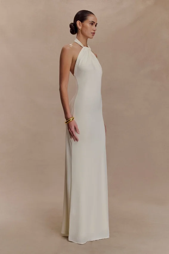 Elyna Slinky Halter Maxi Dress – Ivory Elyna Slinky Halter Maxi Dress – Ivory