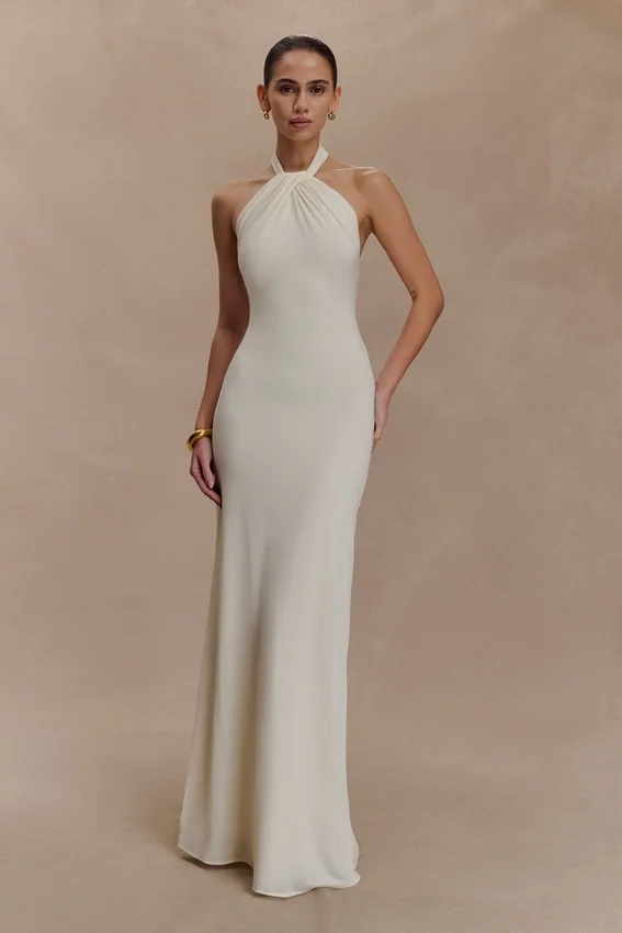 Elyna Slinky Halter Maxi Dress – Ivory Elyna Slinky Halter Maxi Dress – Ivory