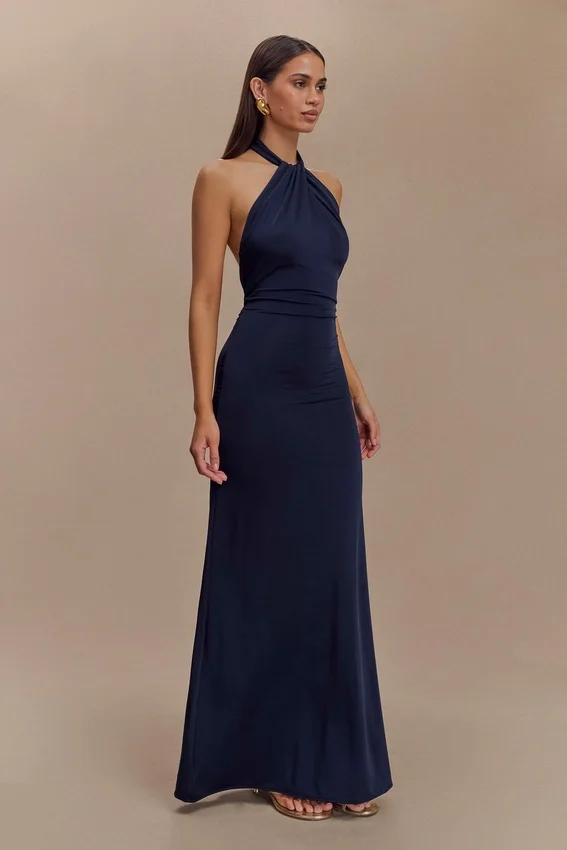 Elyna Slinky Halter Maxi Dress – Navy Elyna Slinky Halter Maxi Dress – Navy