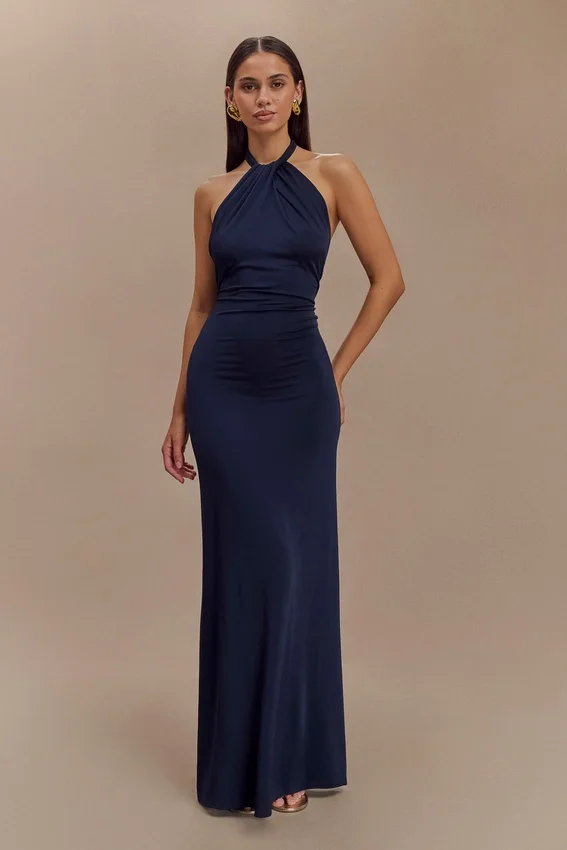 Elyna Slinky Halter Maxi Dress – Navy Elyna Slinky Halter Maxi Dress – Navy