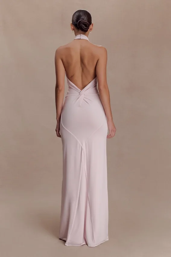 Elyna Slinky Halter Maxi Dress – Pale Pink Elyna Slinky Halter Maxi Dress – Pale Pink