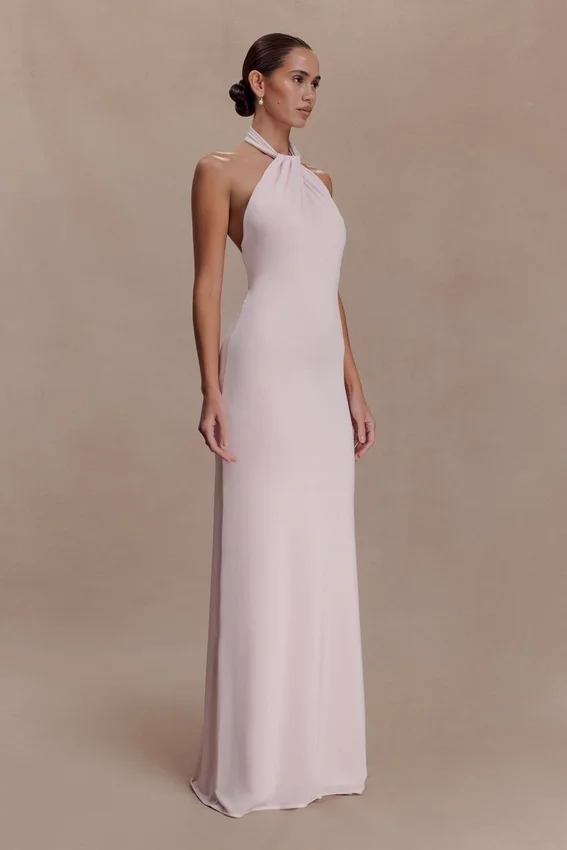 Elyna Slinky Halter Maxi Dress – Pale Pink Elyna Slinky Halter Maxi Dress – Pale Pink
