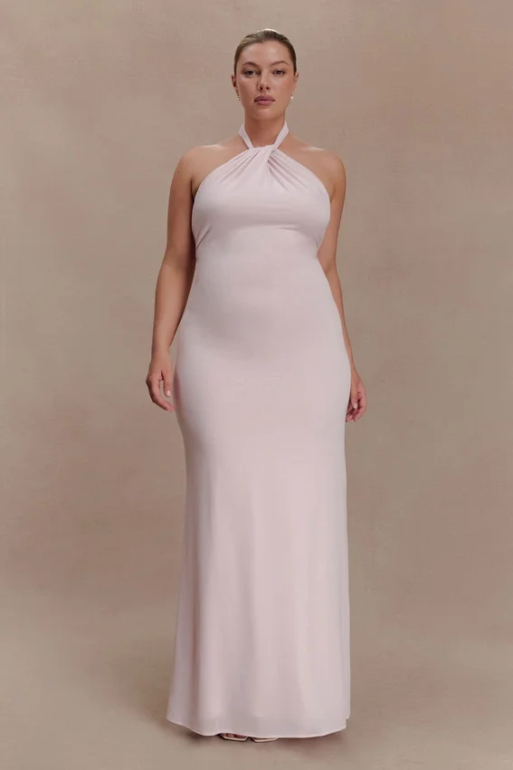 Elyna Slinky Halter Maxi Dress – Pale Pink Elyna Slinky Halter Maxi Dress – Pale Pink