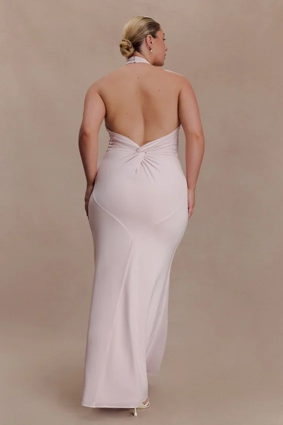 Elyna Slinky Halter Maxi Dress – Pale Pink Elyna Slinky Halter Maxi Dress – Pale Pink