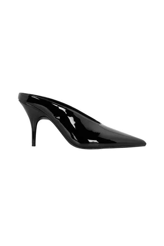 Emerson Patent Faux Leather Point Heel – Black Emerson Patent Faux Leather Point Heel – Black