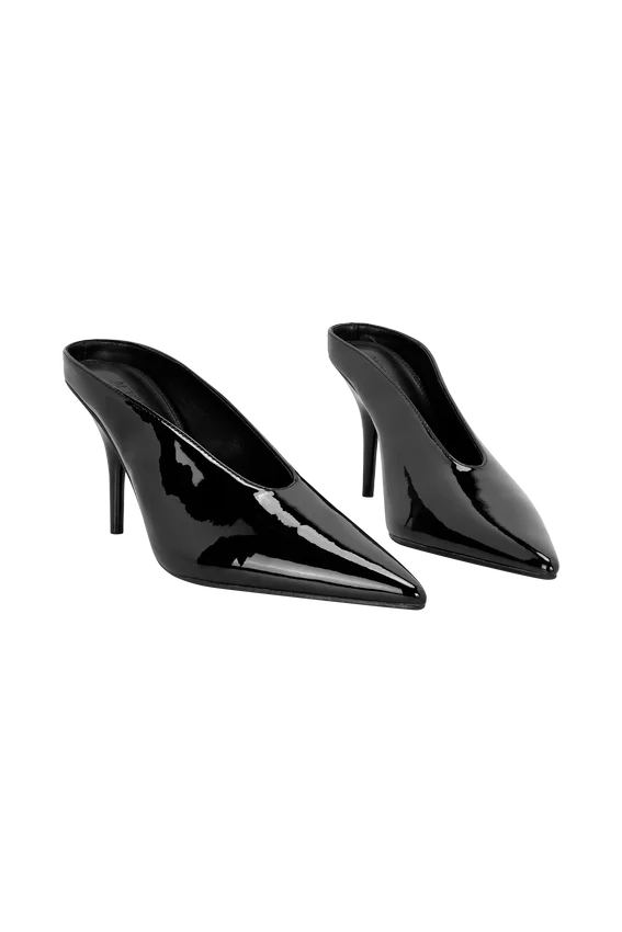 Emerson Patent Faux Leather Point Heel – Black Emerson Patent Faux Leather Point Heel – Black