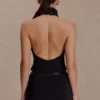 Emilia Beaded Neck Halter Top – Black Emilia Beaded Neck Halter Top – Black
