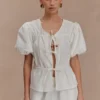 Emilie Puff Sleeve Cotton Top – White Emilie Puff Sleeve Cotton Top – White