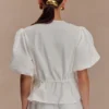 Emilie Puff Sleeve Cotton Top – White Emilie Puff Sleeve Cotton Top – White
