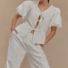 Emilie Puff Sleeve Cotton Top – White Emilie Puff Sleeve Cotton Top – White