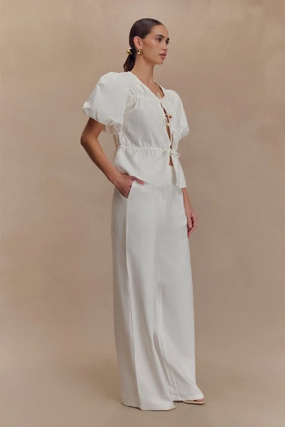 Emilie Puff Sleeve Cotton Top – White Emilie Puff Sleeve Cotton Top – White