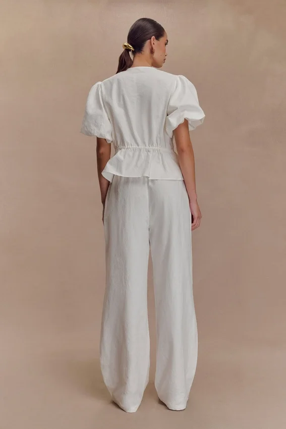 Emilie Puff Sleeve Cotton Top – White Emilie Puff Sleeve Cotton Top – White