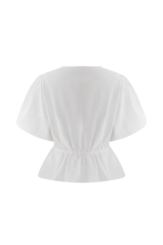 Emilie Puff Sleeve Cotton Top – White Emilie Puff Sleeve Cotton Top – White