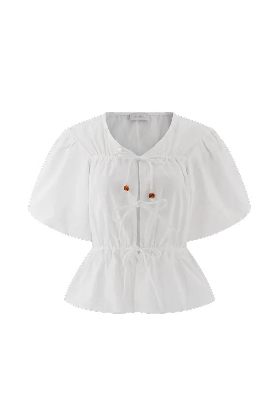 Emilie Puff Sleeve Cotton Top – White Emilie Puff Sleeve Cotton Top – White