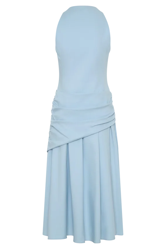 Emily Wrapped Waist Midi Dress – Sky Blue Emily Wrapped Waist Midi Dress – Sky Blue