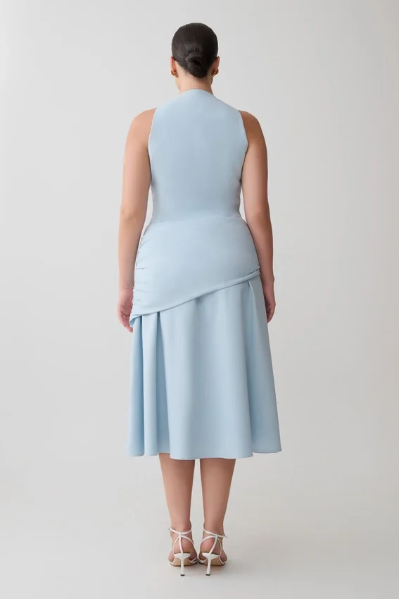 Emily Wrapped Waist Midi Dress – Sky Blue Emily Wrapped Waist Midi Dress – Sky Blue