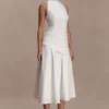 Emily Wrapped Waist Midi Dress – White Emily Wrapped Waist Midi Dress – White