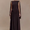 Emory Jersey Cape Maxi Dress – Chocolate Emory Jersey Cape Maxi Dress – Chocolate