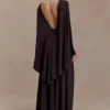Emory Jersey Cape Maxi Dress – Chocolate Emory Jersey Cape Maxi Dress – Chocolate