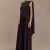 Emory Jersey Cape Maxi Dress – Chocolate Emory Jersey Cape Maxi Dress – Chocolate