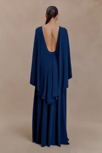 Emory Jersey Cape Maxi Dress – Navy