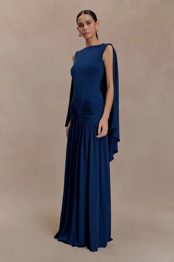 Emory Jersey Cape Maxi Dress – Navy Emory Jersey Cape Maxi Dress – Navy