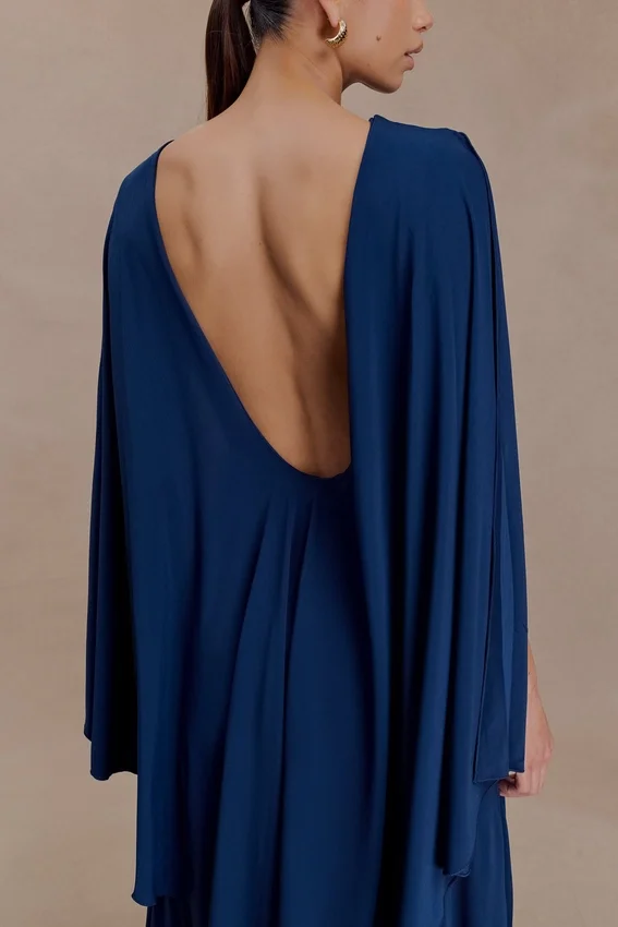 Emory Jersey Cape Maxi Dress – Navy Emory Jersey Cape Maxi Dress – Navy