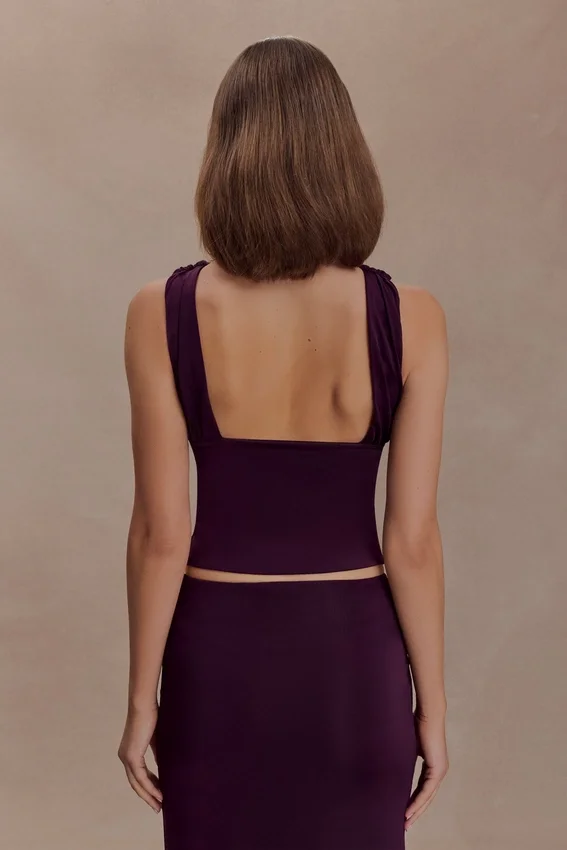 Erina Slinky Open Back Top – Aubergine Erina Slinky Open Back Top – Aubergine