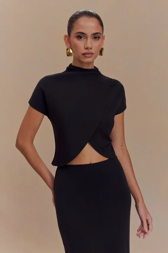 Eris High Neck Scuba Jersey Top – Black Eris High Neck Scuba Jersey Top – Black