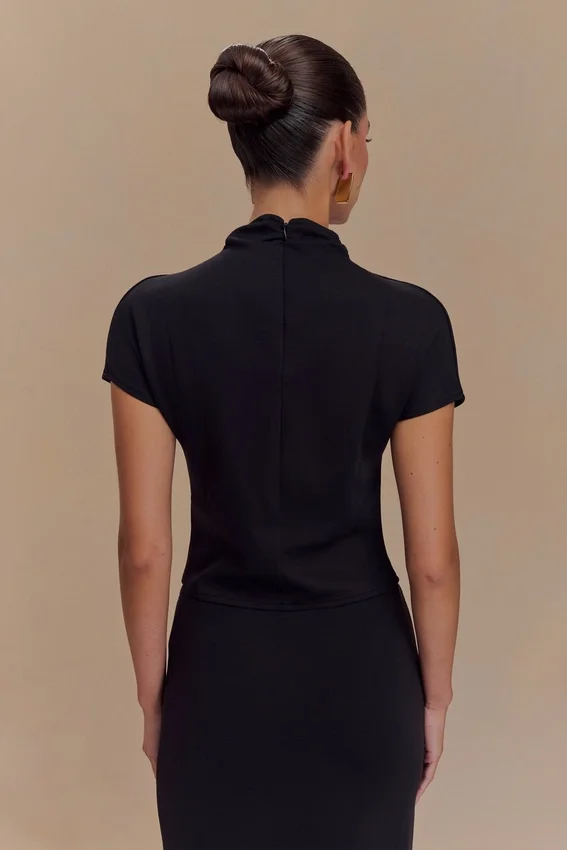 Eris High Neck Scuba Jersey Top – Black Eris High Neck Scuba Jersey Top – Black
