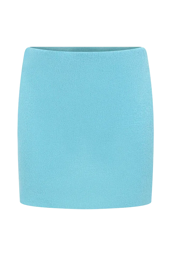 Esme Knit Mini Skirt – Cyan Blue Esme Knit Mini Skirt – Cyan Blue