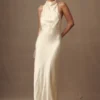 Esther Iridescent Satin Cowl Maxi Dress – Lemon Sorbet