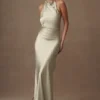 Esther Iridescent Satin Cowl Maxi Dress – Sage Esther Iridescent Satin Cowl Maxi Dress – Sage