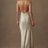 Esther Iridescent Satin Cowl Maxi Dress – Sage Esther Iridescent Satin Cowl Maxi Dress – Sage