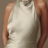 Esther Iridescent Satin Cowl Maxi Dress – Sage Esther Iridescent Satin Cowl Maxi Dress – Sage