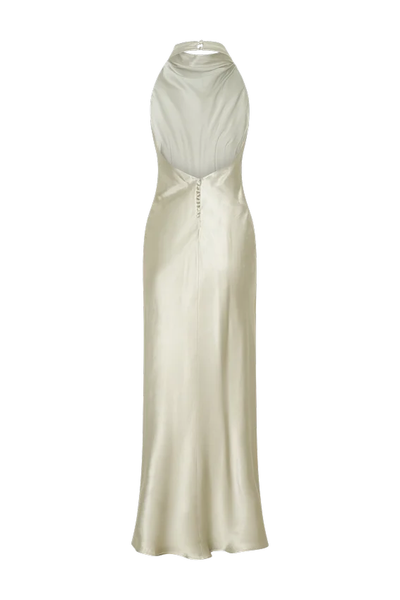 Esther Iridescent Satin Cowl Maxi Dress – Sage Esther Iridescent Satin Cowl Maxi Dress – Sage