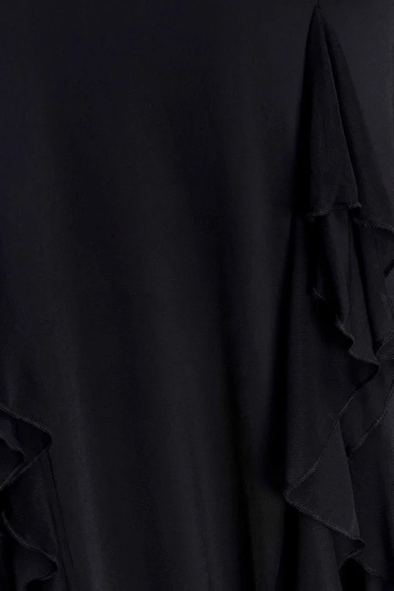 Etta Ruffle Slinky Maxi Dress – Black Etta Ruffle Slinky Maxi Dress – Black
