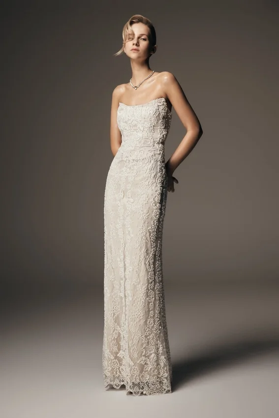 Eva Hand Beaded Pearl & Lace Maxi Dress – White Eva Hand Beaded Pearl & Lace Maxi Dress – White