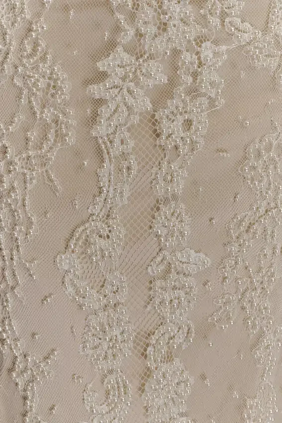 Eva Hand Beaded Pearl & Lace Maxi Dress – White Eva Hand Beaded Pearl & Lace Maxi Dress – White